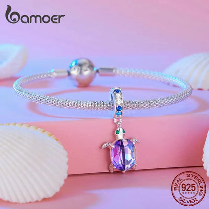 BAMOER Anhänger aus 925er-Sterlingsilber, verträumte Oecan-Serie, schillernde Krabbenperlen, Seepferdchen-Anhänger für Damen, Armband und Halskette zum Selbermachen