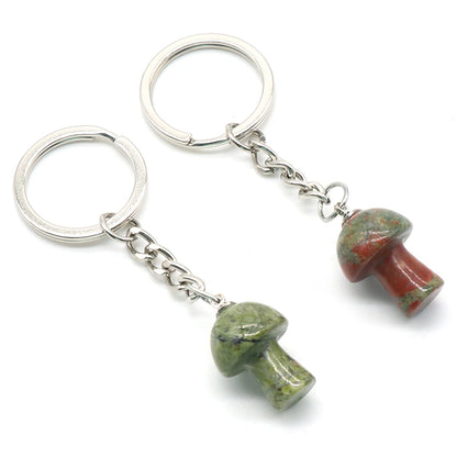 Niedlicher Pilz-Schlüsselanhänger, Zubehör, Naturstein, Kristall, Tür, Auto, Schlüsselanhänger für Mädchen, Paare, DIY, Motorrad, Schlüsselanhänger, Ringhalter