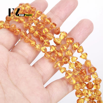 Naturstein Bernstein Runde unregelmäßige Rondelle Edelstein lose Perlen facettierte lose Perlen für Schmuckherstellung DIY Armband handgefertigt