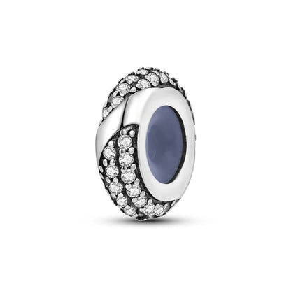 Silber-Charm, 925er-Sterlingsilber, Clip-Charms, Sicherheitsketten-Charm, CZ-Pavé, runde Clip-Perlen, passend für Original-Armbänder, Schmuckherstellung