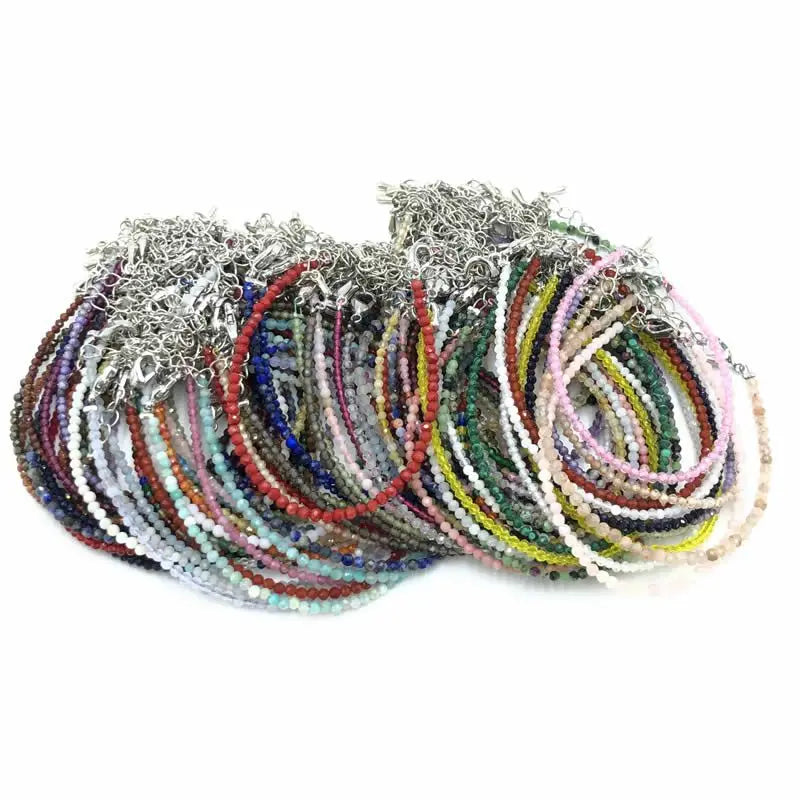High Quality Natural Stone 2-3mm Handmade Micro Faced Beads Women's Agate Crystal Zircon Bracelet Jewelry Gift