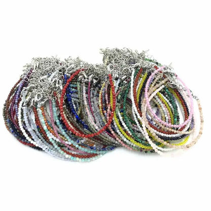 High Quality Natural Stone 2-3mm Handmade Micro Faced Beads Women's Agate Crystal Zircon Bracelet Jewelry Gift