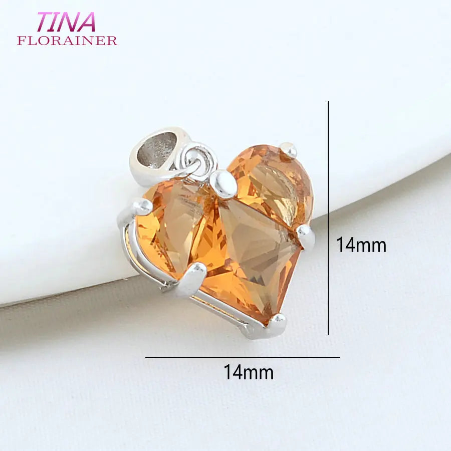 3PCS 14MM 14K Gold Farbe Messing mit Zirkon Herz Halskette Charms Anhänger Ohrringe Schmuck Machen Liefert Zubehör