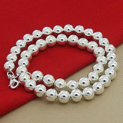 Andara 925 Sterling Silber 4 MM/6 MM/8 MM/10 MM Glatte Perlen Kugel Kette Halskette für Frauen Männer Mode Schmuck