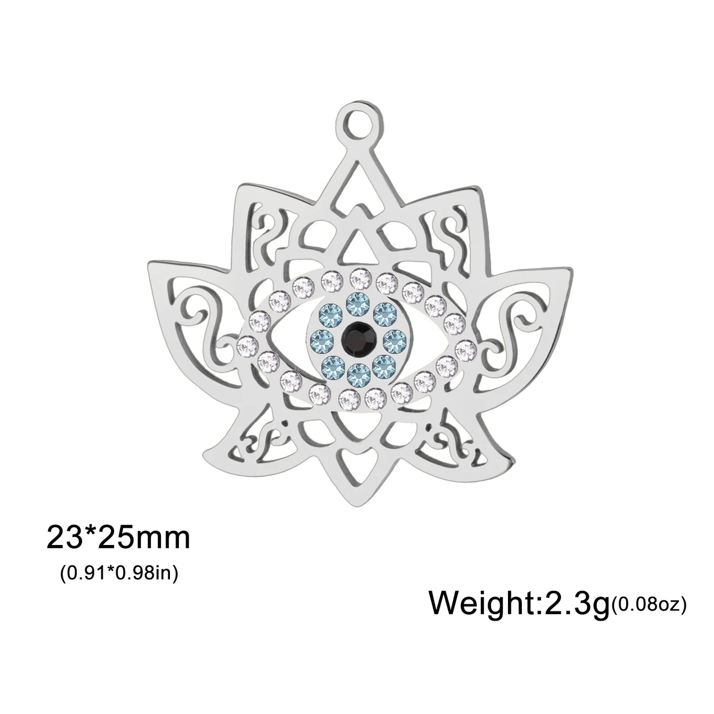 Teamer Lotusblume mit Zirkon-Augen-Charms für Frauen, Edelstahl, exquisite filigrane Halskette, Vintage-Schmuck, Geschenk, 2026, Neu