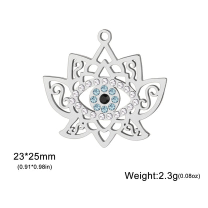 Teamer Lotusblume mit Zirkon-Augen-Charms für Frauen, Edelstahl, exquisite filigrane Halskette, Vintage-Schmuck, Geschenk, 2026, Neu