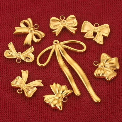 5 Stück Edelstahl Charms Bogen Charm vergoldet Charm DIY Ohrringe Armband Schmuckherstellung Materialien Handwerk Großhandel Bulk