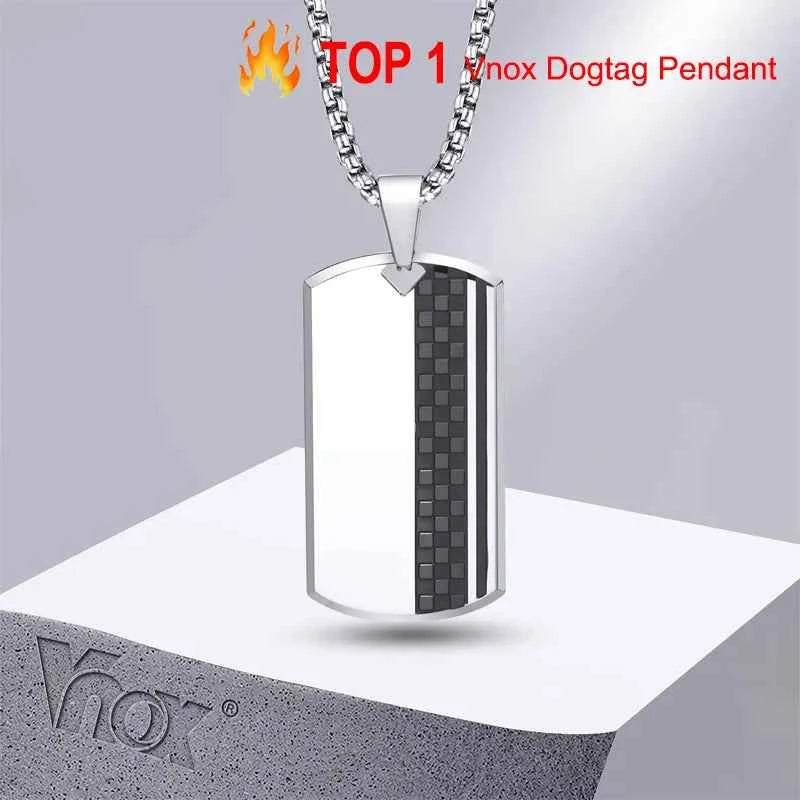 Vnox Herren-Halskette mit Erkennungsmarken-Anhänger aus Edelstahl, geometrische Hundemarken-Halsketten, Geschenk für Ihn, Schmuck
