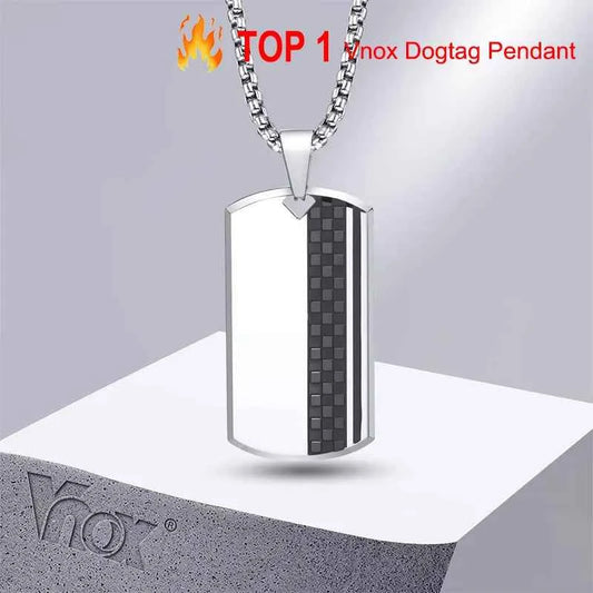 Vnox Herren-Halskette mit Erkennungsmarken-Anhänger aus Edelstahl, geometrische Hundemarken-Halsketten, Geschenk für Ihn, Schmuck