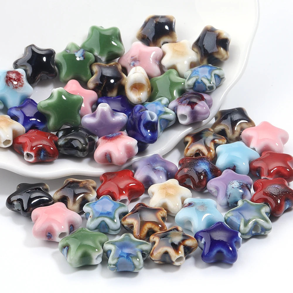 5 teile/los Keramik Stern Perlen Bunte 15x13,5mm Porzellan Lose Spacer Perlen Für DIY Schmuck Machen Armband halskette Zubehör