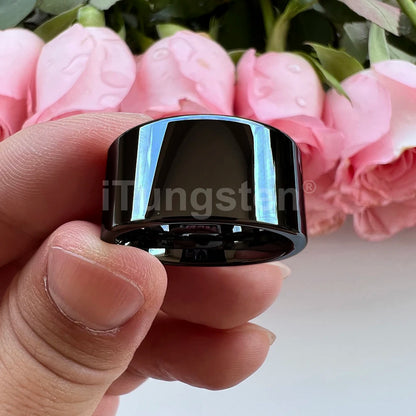 iTungsten 12mm Dropshipping Große Männer Ring Glänzende Wolfram Hochzeit Band Mode Schmuck Rohr Cut Poliert Komfort Fit
