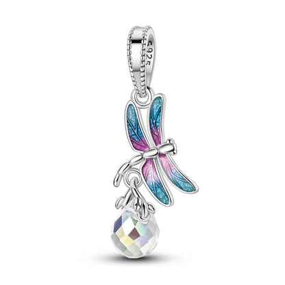 Bunter Schmetterlingsanhänger aus 925er-Sterlingsilber mit Blumen, Perlen, Käfer und Marienkäfer, passend für Armbänder, exquisite Anhänger-Geschenke