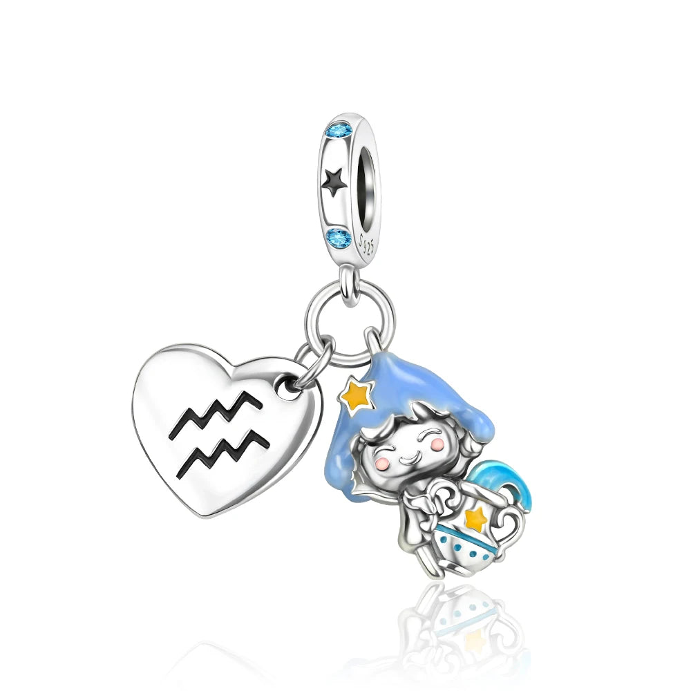 Exquisite Charm-Anhänger aus 925er-Sterlingsilber mit weißen Tigerperlen und Kaninchen-Barista-Anhänger, passend für Armbänder, niedliche Schmuck-Accessoires, Geschenke