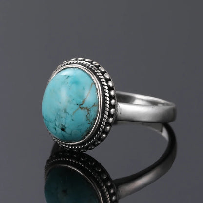 Vintage S925 Silber Ring Natürliche Türkis Ringe Luxus Schmuck Party Jahrestag Geburtstag Geschenk für Frauen Mann