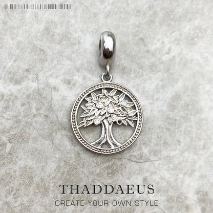 Baum des Lebens Runde Anhänger Charme Frühling 925 Sterling Silber Elegante Frauen Mädchen Schmuck Geschenke Dropshipping