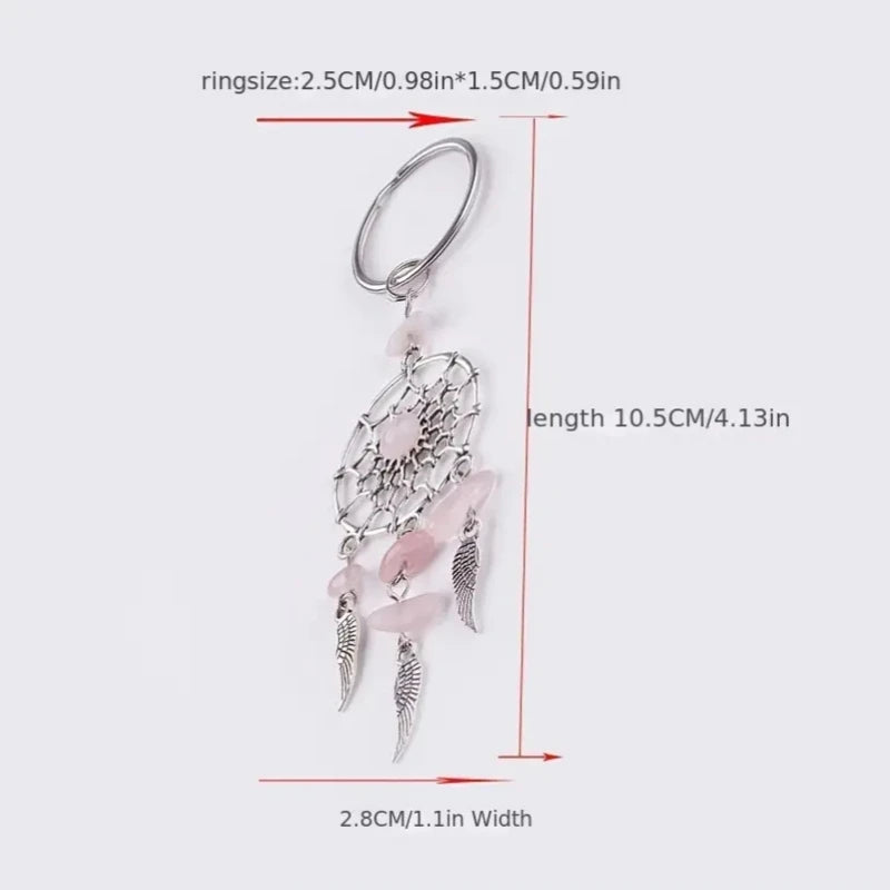 Naturstein Traumfänger Schlüsselanhänger Taschenanhänger Mode Boho Schmuck Flügel Schlüsselanhänger Opal für Frauen Mädchen Party Geschenk