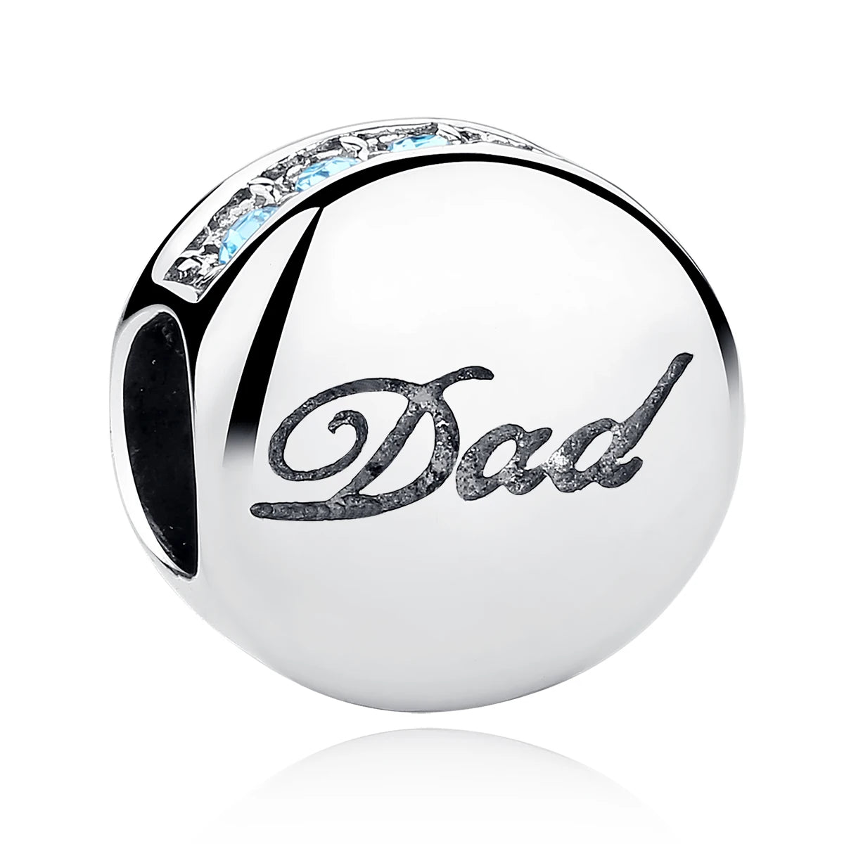 BAMOER Familien-Charm aus echtem 925er-Sterlingsilber mit blauen Kristallen, passend für Armbänder und Armreifen