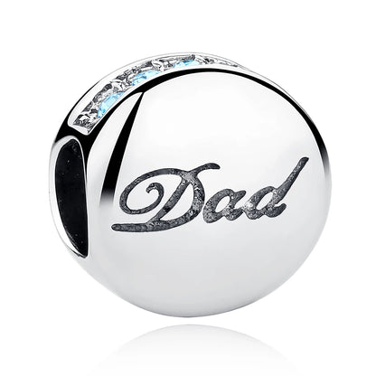 BAMOER Familien-Charm aus echtem 925er-Sterlingsilber mit blauen Kristallen, passend für Armbänder und Armreifen