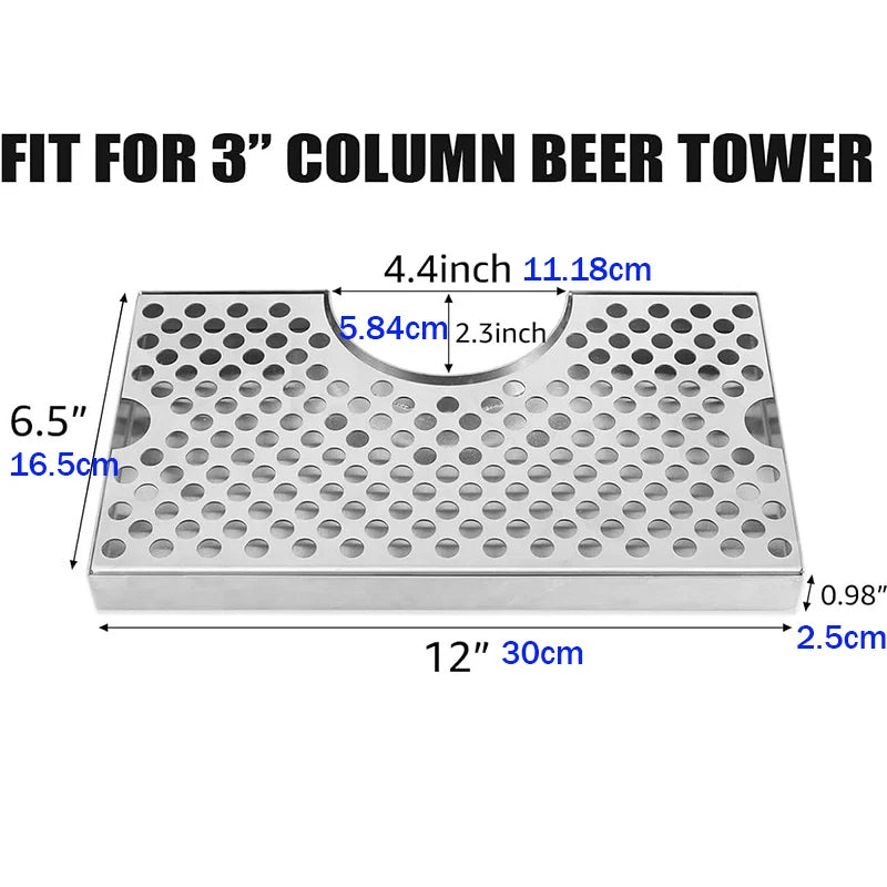 Kegerator Tower Dual Faucet Beer Tower Kit, Double Beer Tap & Drip Tray für Home Bar, Beer Dispensing 3" Fass Tower Beer Fass Tap