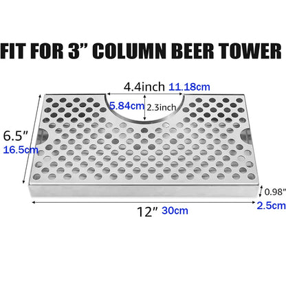 Kegerator Tower Dual Faucet Beer Tower Kit, Double Beer Tap & Drip Tray für Home Bar, Beer Dispensing 3" Fass Tower Beer Fass Tap