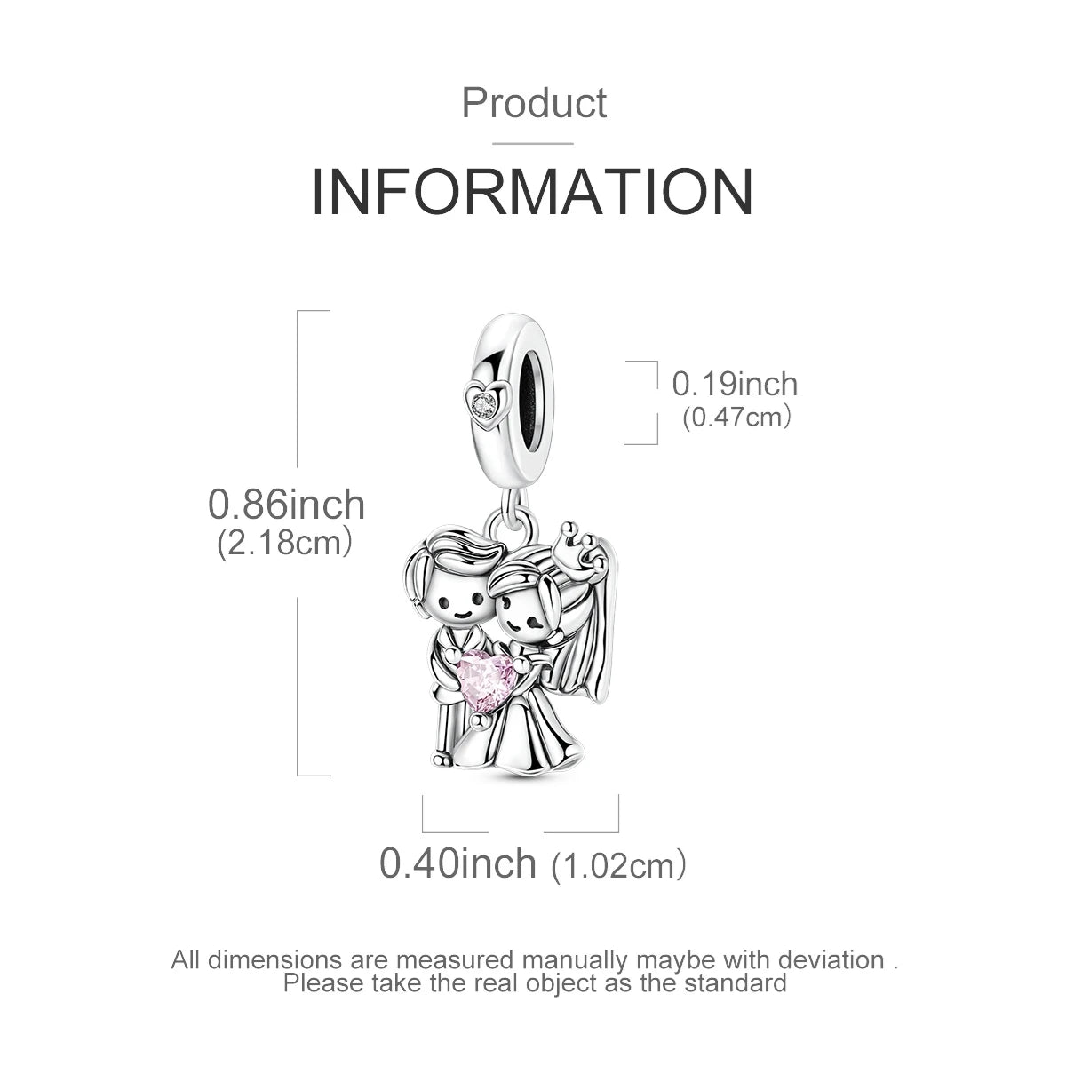 Valentinstag-Charm aus 925er Silber, Bräutigam und Braut, baumelnder Charm, passend für Armbänder, Perlen zum Selbermachen, für Damenschmuck