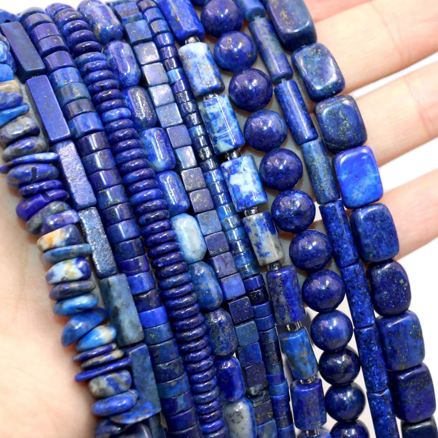 Natürliche Lapislazuli Runde Rohr Facettierte Lose Spacer Stein Perlen Für Schmuck Machen DIY Handgemachte Armbänder Halskette Zubehör