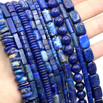 Natürliche Lapislazuli Runde Rohr Facettierte Lose Spacer Stein Perlen Für Schmuck Machen DIY Handgemachte Armbänder Halskette Zubehör