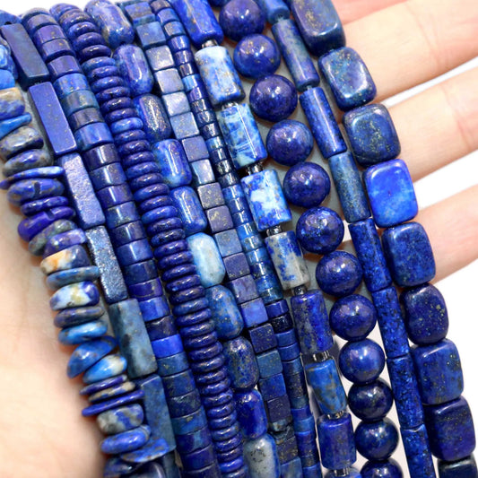 Natürliche Lapislazuli Runde Rohr Facettierte Lose Spacer Stein Perlen Für Schmuck Machen DIY Handgemachte Armbänder Halskette Zubehör
