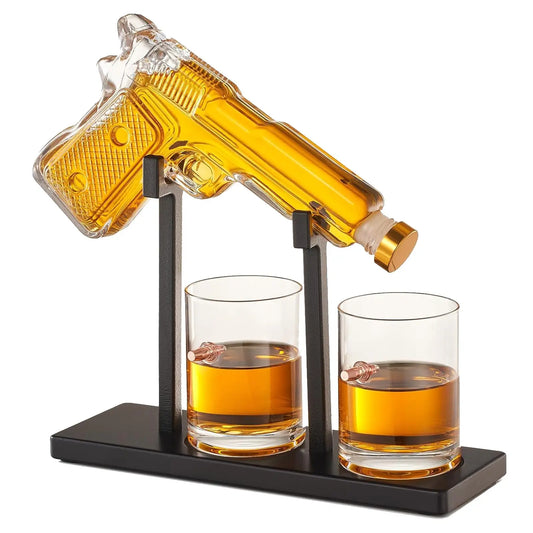 Pistolen-Whisky-Dekanter-Sets mit 2 Bullet-Gläsern, personalisierter Likörspender, Likör, Scotch Bourbon, Wodka, beste Geschenke für Papa