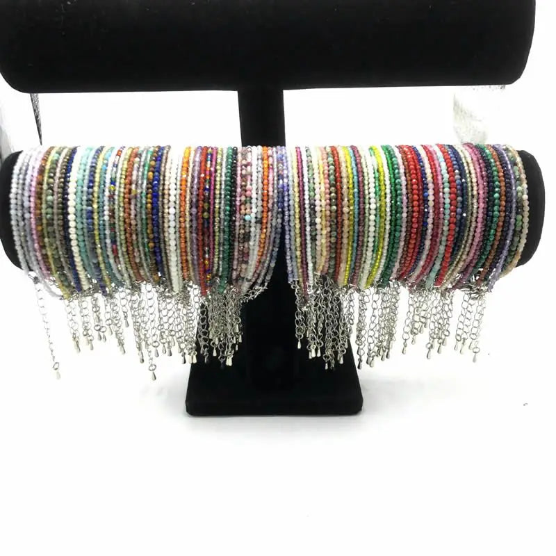 High Quality Natural Stone 2-3mm Handmade Micro Faced Beads Women's Agate Crystal Zircon Bracelet Jewelry Gift