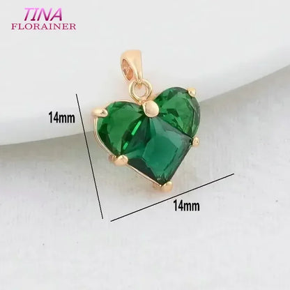 3PCS 14MM 14K Gold Farbe Messing mit Zirkon Herz Halskette Charms Anhänger Ohrringe Schmuck Machen Liefert Zubehör