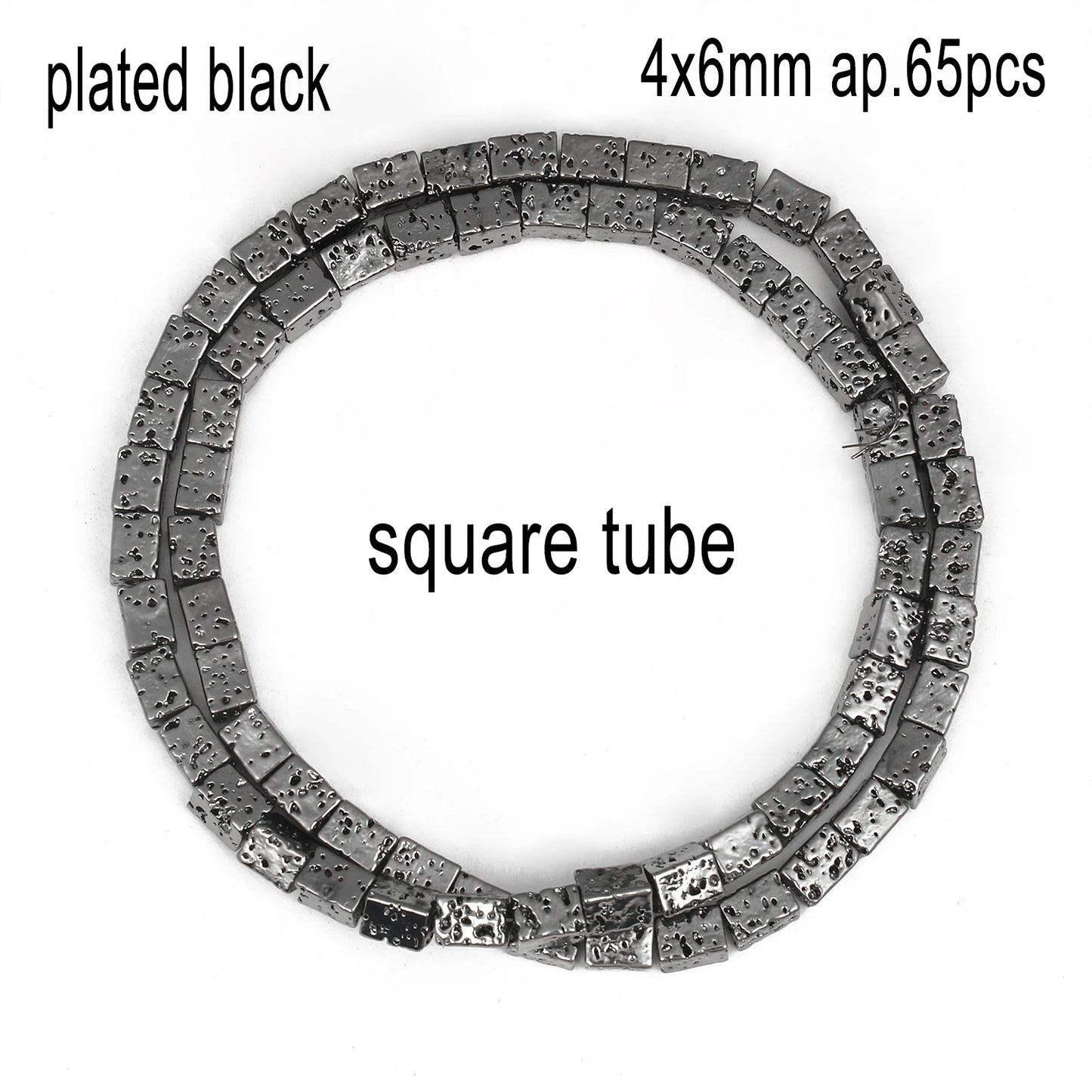Schwarze vulkanische Lavagesteinperlen, Mineralperlen, Charms, Rohrwürfel, runde geometrische Formperlen für Schmuckherstellung, DIY-Armband