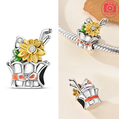 Charms aus 925er Silber, Original-Gold, exquisiter Schmetterlings-Anhänger, Ahornblatt-Herz-Perlen, passend für Armbänder, Damenschmuck, DIY-Zubehör, Geschenk