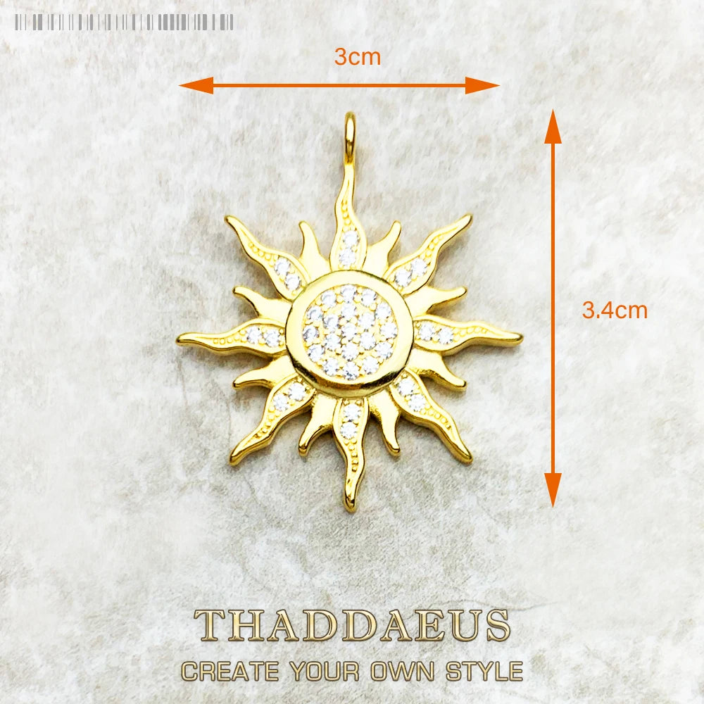 Anhänger Sun Star CZ Pave Sommer Winter Neu 925 Sterling Silber Edlen Schmuck Europa Stil Accessoires Geschenk für Männer Frau
