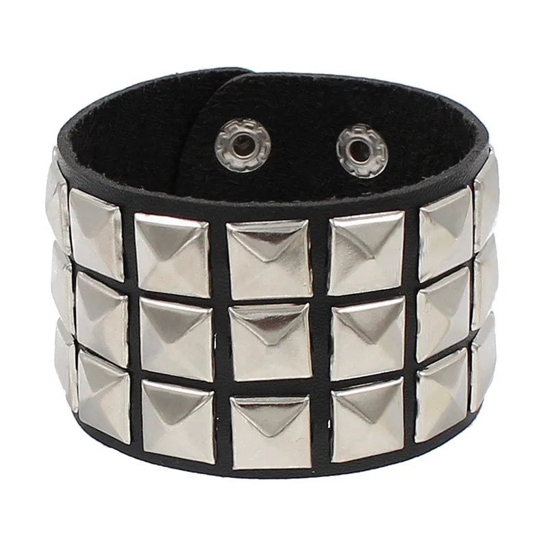 2022 Gothic Punk Mode Pu Leder Armband Schwarz Breite Manschette Armbänder Armreifen Vintage Punk Armband Männer Schmuck