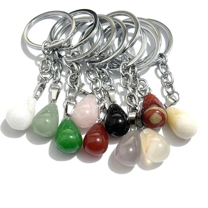 20 stücke Natürliche Stein Kristall Quarz Schlüsselbund Frauen Männer Handtasche Hangle Auto Schlüssel Halter Raw Mineral Stein Schlüsselring Schmuck