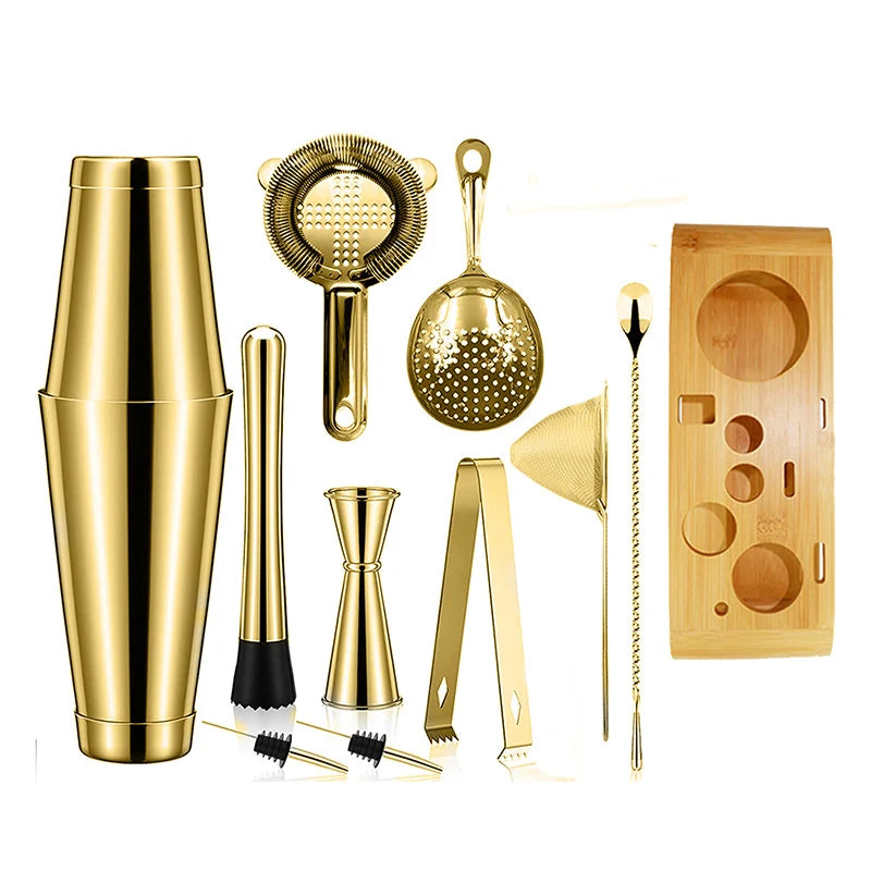 Cocktail Shaker Bar Set: 2 Gewichteten Boston Shaker, Cocktail Sieb Set,Jigger,Muddler und Löffel, eis Tong und 2 Flasche Ausgießer