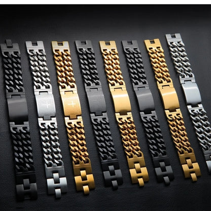 HNSP 24MM Breite 316L Edelstahl Kubanischen Kette Kreuz Armband Für Männer Schmuck Männliche Hand Kette Wrap Armbänder Punk zubehör