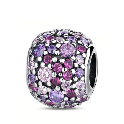 Lila Serie 925 Sterling Silber Traubenblüten Weinflasche Lebensbaum Tulpen Schnur-Dekoration Passend für DIY Armband Halskette Geschenk