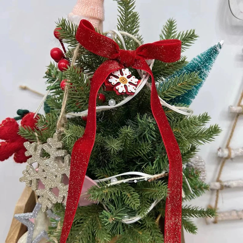 5 Yard/Rolle Weihnachten Rotes Band Weihnachtsbaum Ornamente Neujahr 2026 DIY Handwerk Geschenke Box Zubehör Navidad Party Decor liefert