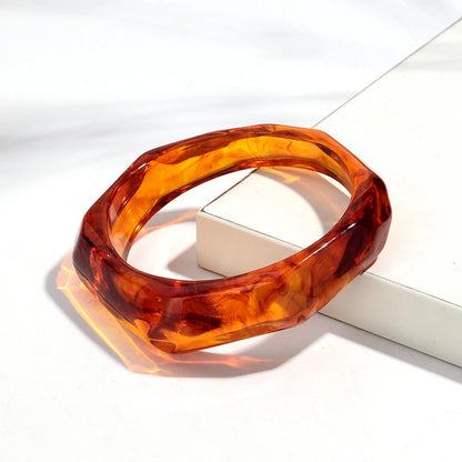 Retro Bernstein Unregelmäßige Geometrische Acryl Armbänder für Frauen Boho Statement Harz Stapelbare Armband Armreif Paar Schmuck Geschenke