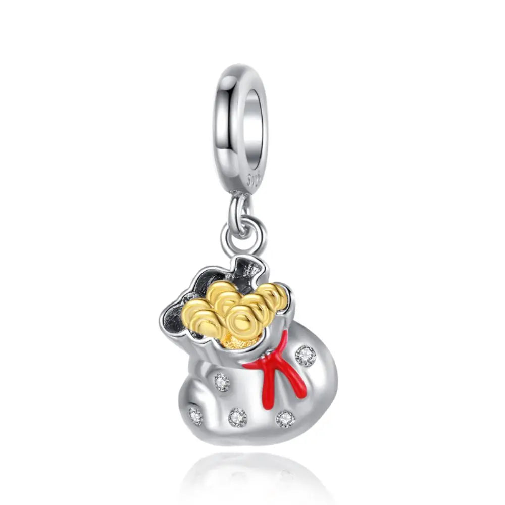 Glücksbringer aus 925er-Sterlingsilber, Geldbaum, glückliche Katze, Gott des Reichtums, Dollar-Schatz-Charm, passend für DIY-Armbänder, Halsketten, viel Glück, Wunschgeschenk