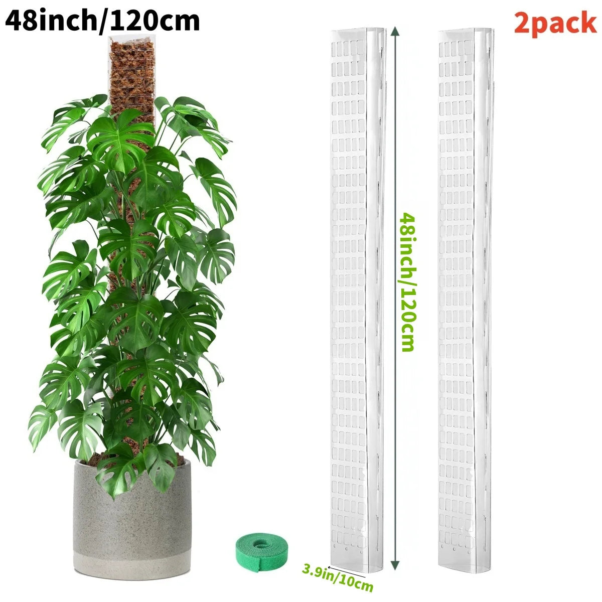 Kunststoff-Moosstange für Pflanzen Monstera, 24 Zoll/36 Zoll/48 Zoll Pflanzenstangen für Kletterpflanzen, Unterstützung für Zimmerpflanzen, Gartenwachstumspfahl