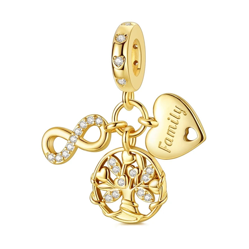 Golden Series Funkelnder Elefanten-Anhänger aus 925er-Sterlingsilber und 26 englische Alphabet-Anhänger, passend für Armbänder, exquisites Geschenk