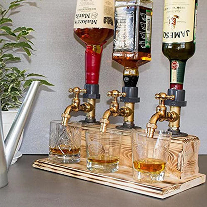 Holz-Wasserhahn-förmiger Whisky-Schnapsspender, perfekte Wein-Alkohol-Geschenke für Papa, Ehemann, rustikales Bauernhaus, Bar, Heimdekoration