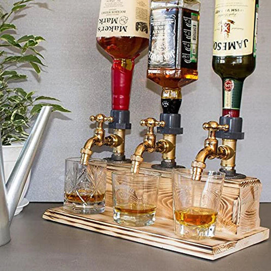Holz-Wasserhahn-förmiger Whisky-Schnapsspender, perfekte Wein-Alkohol-Geschenke für Papa, Ehemann, rustikales Bauernhaus, Bar, Heimdekoration
