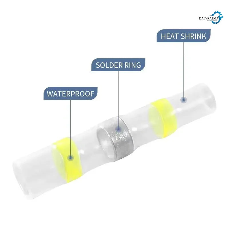 100/1000 Stück gelbe Lötdichtung Drahtverbinder Wasserdichter Schrumpfstoßverbinder AWG12-10 Isolierte Kabelspleißklemmen
