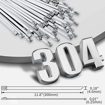 100 Stück 4,6mm 7,9mm 304 Edelstahl Metall-Kabelbinder Multifunktionale Selbstverriegelnde Kabelbinder Reißverschluss-Auspuff-Ummantelung Beschichtete Verriegelung
