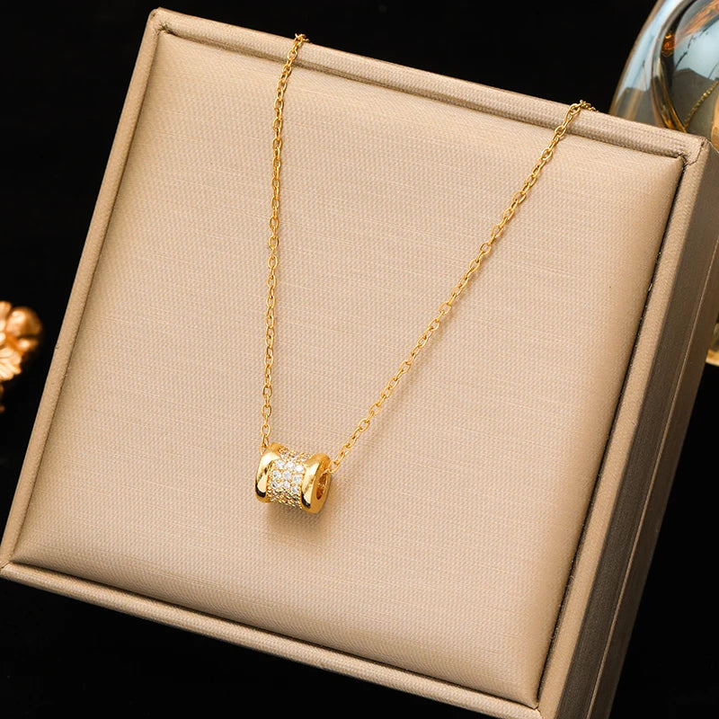 EILIECK 316L Edelstahl Metall Goldene Kette Teardrop Bling Zirkonia Halskette 18K PVD Überzogene Wasserdicht Mode Schmuck Frauen