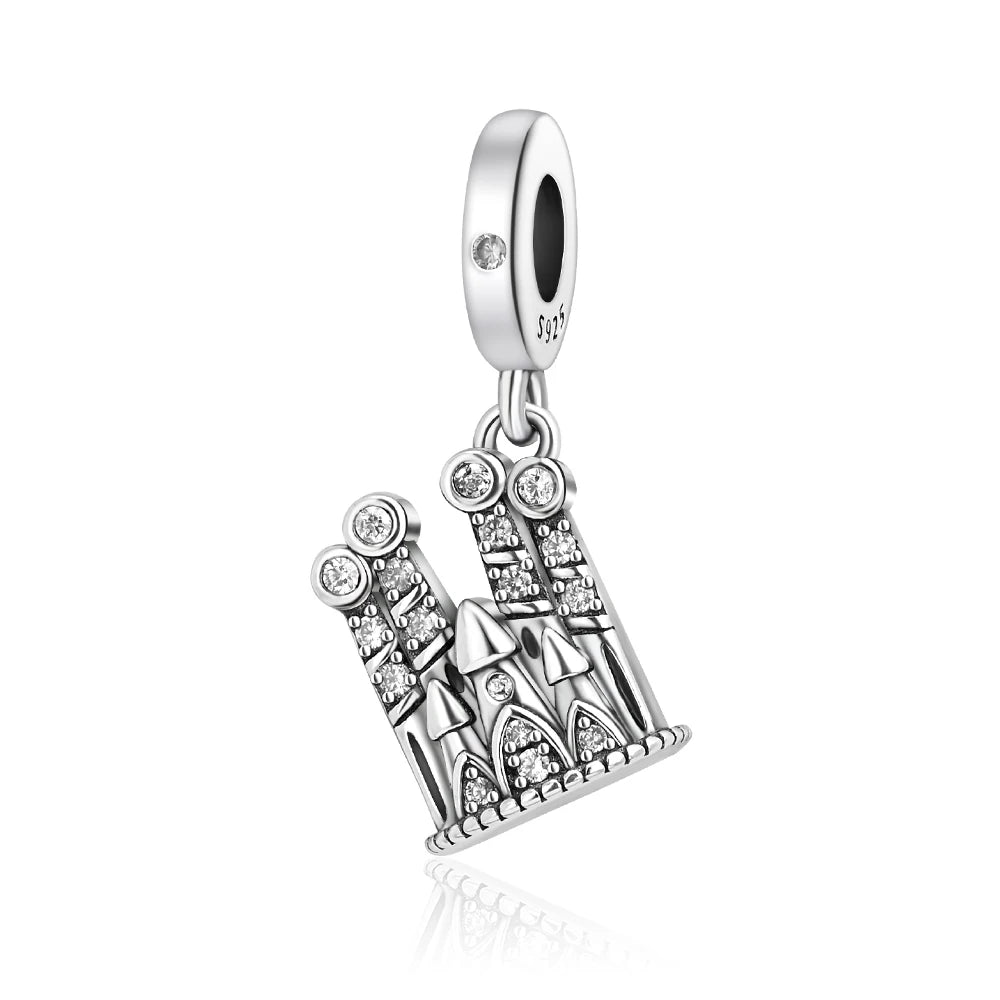 Klassische Kronen-Schädelperlen aus 925er-Sterlingsilber und Rosenpistolen-Anhänger, passend für Armbänder, exquisite Halsketten, Schmuck, Geschenke